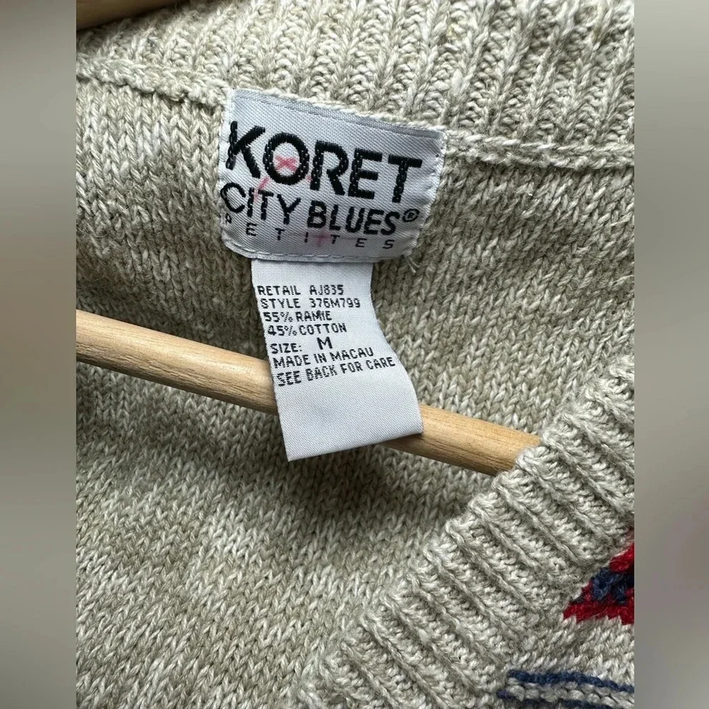 NEW VTG Koret Sweater Vest 3D Woven Women’s Petite M Red Blue Cottagecore Granny